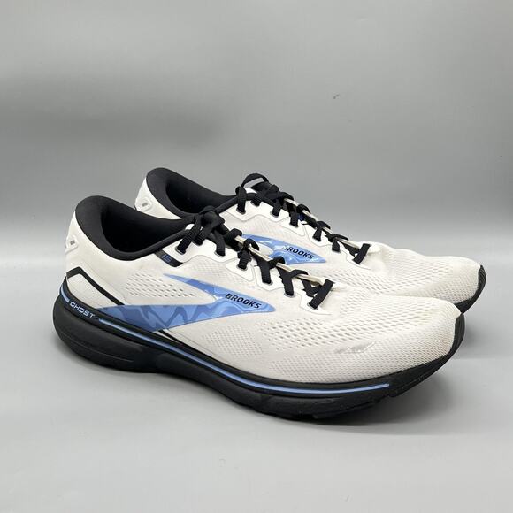 Brooks Shoes Mens 14 White Mesh Ghost 15 Road Running Athletic Sneakers Comfort